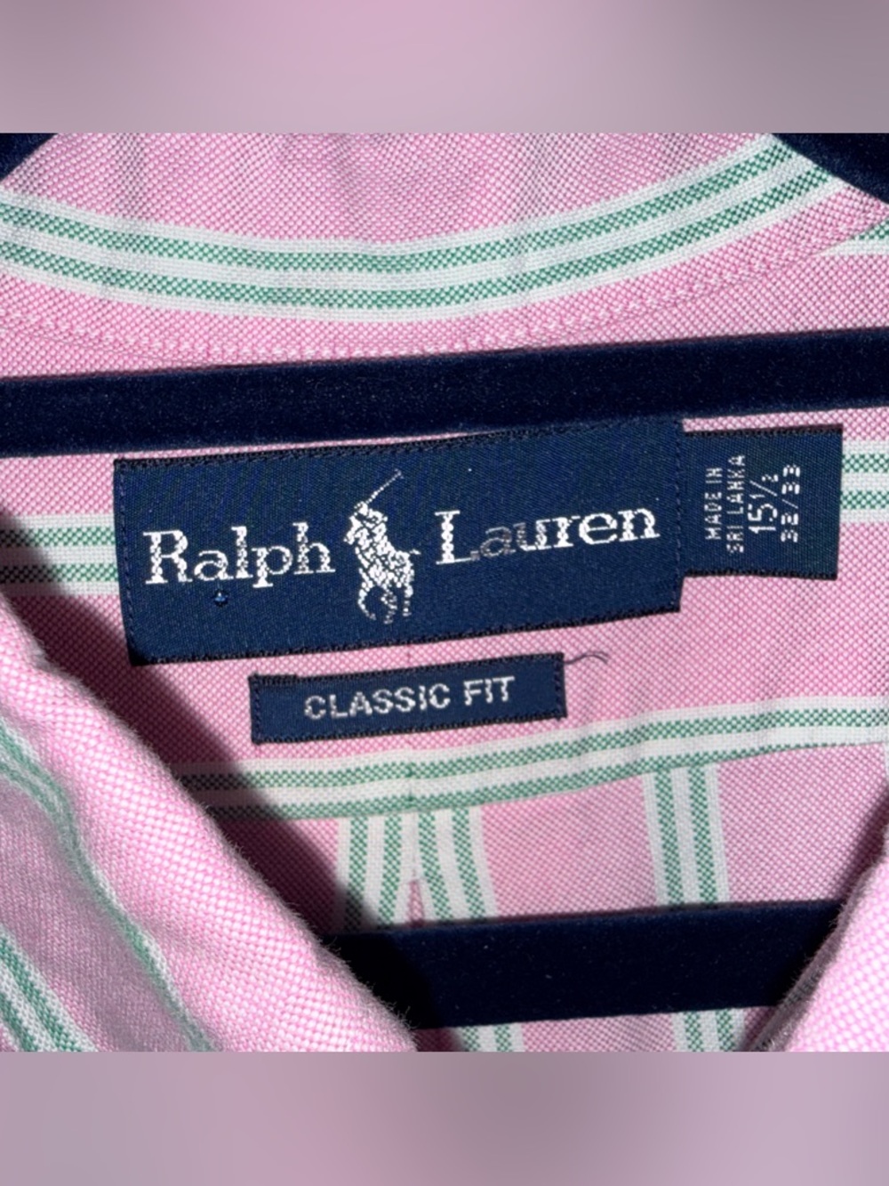 Ralph Lauren Men’s Pink, Green & White Striped Button-Down Shirt-15.5:32/33-EC - Picture 2 of 10